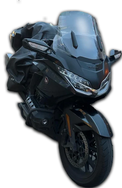 La moto de Motomonite, prête pour une course à Paris